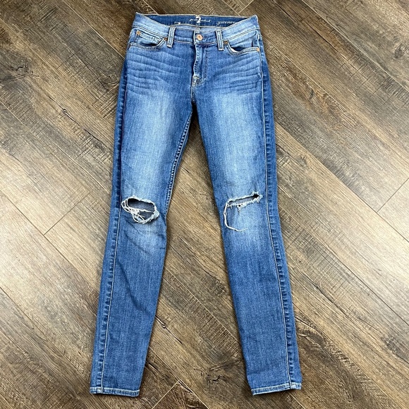 7 For All Mankind Distressed Skinny Jeans Pants Denim ((size 24)) - Picture 1 of 8
